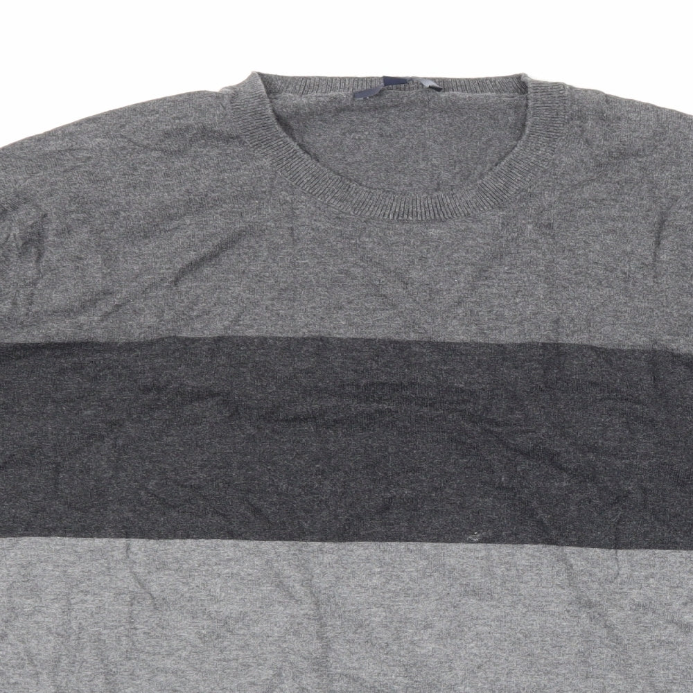 Gap Mens Grey Striped Knit Pullover Jumper Size L