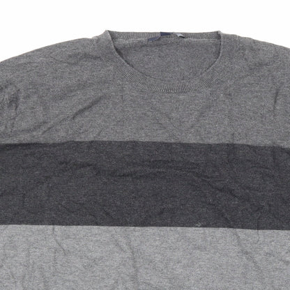 Gap Mens Grey Striped Knit Pullover Jumper Size L