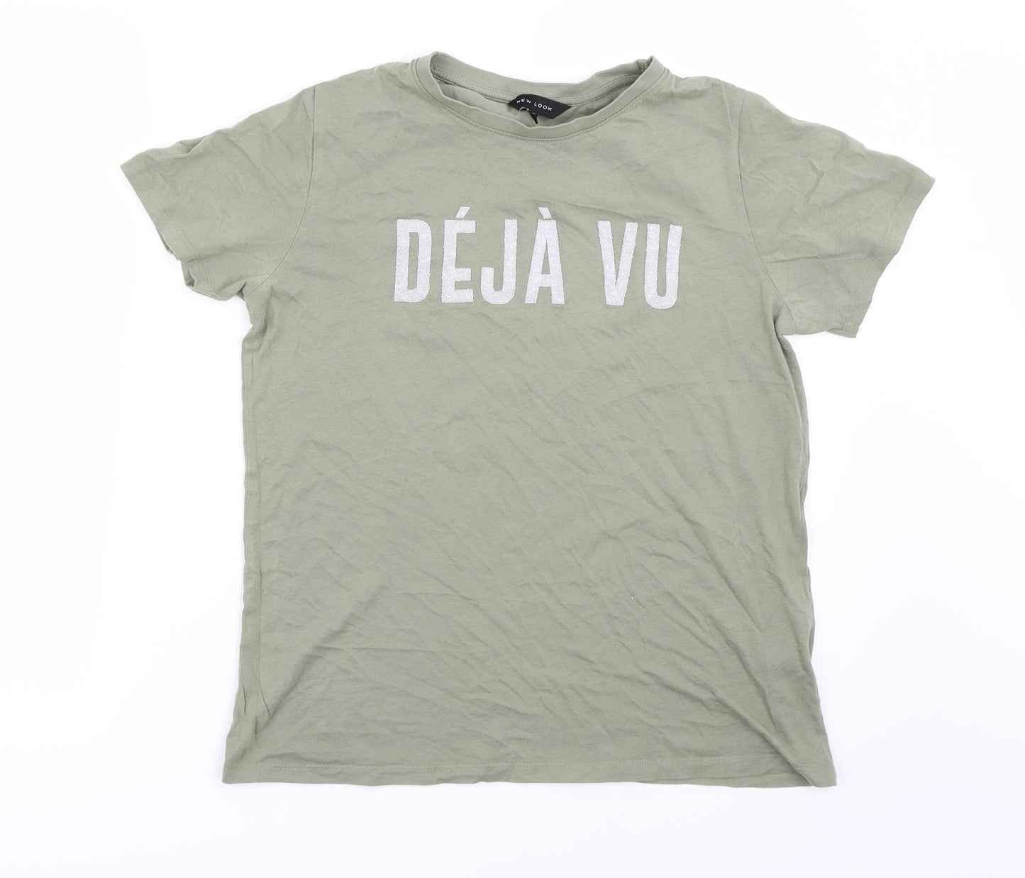 Womens UK Size 12 New Look Green Basic T-Shirt
