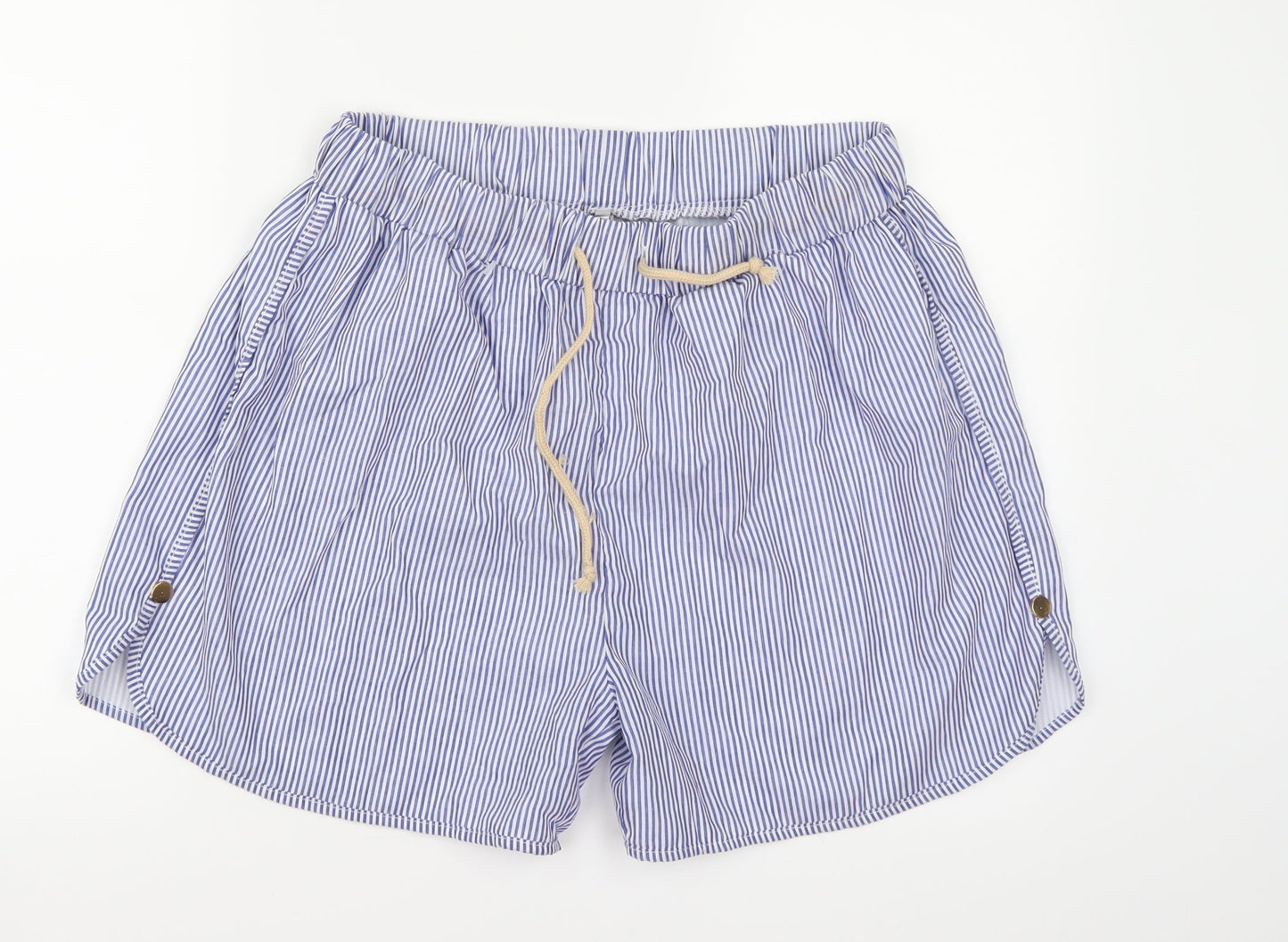 MissLook Womens Blue Striped  Sweat Shorts Size 2XL