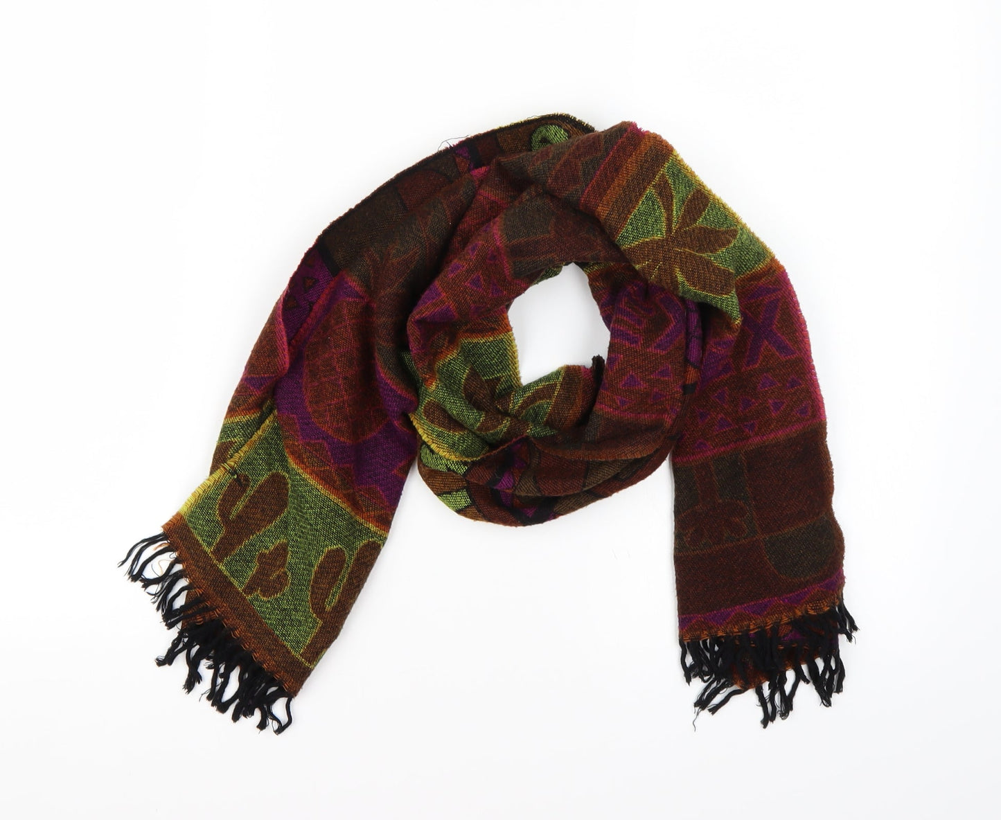 Preworn Womens Multicoloured Geometric Knit  Scarf