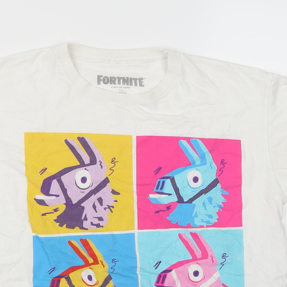 Fortnite Boys White   Basic T-Shirt Size L