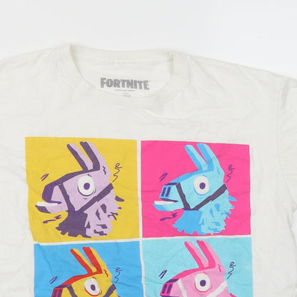 Fortnite Boys White   Basic T-Shirt Size L