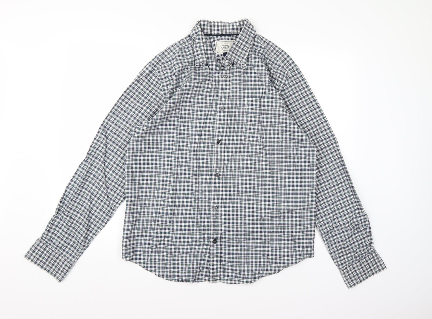 Mens UK Size L john kewis Blue  Button-Up Long Sleeve Casual Shirt