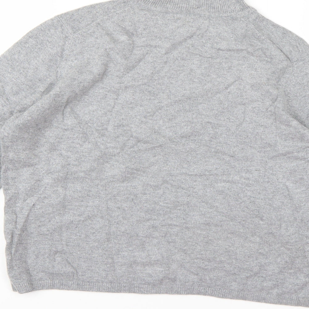 Brand and care label for Marks and Spencer women’s grey knit jumper, size UK 14