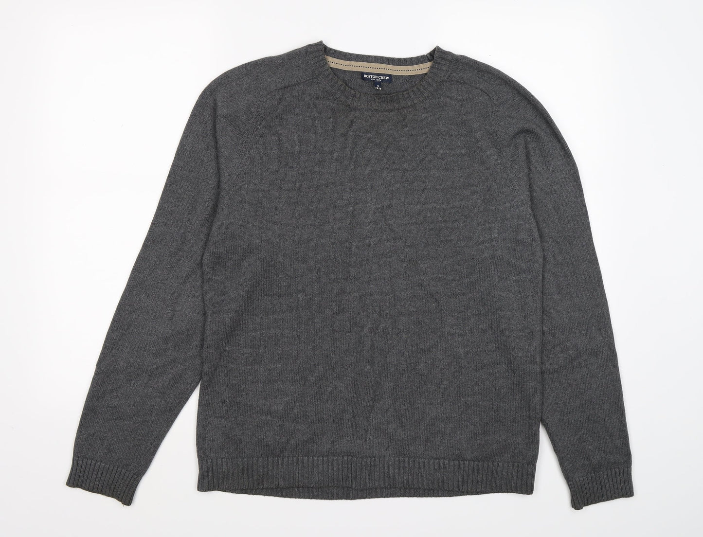 boston crew Mens Grey  Knit Pullover Jumper Size S