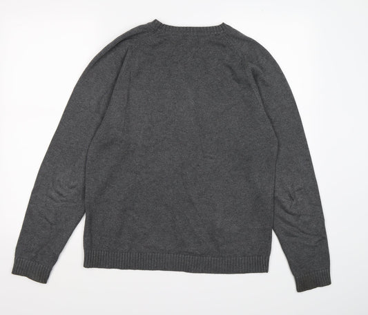 boston crew Mens Grey  Knit Pullover Jumper Size S