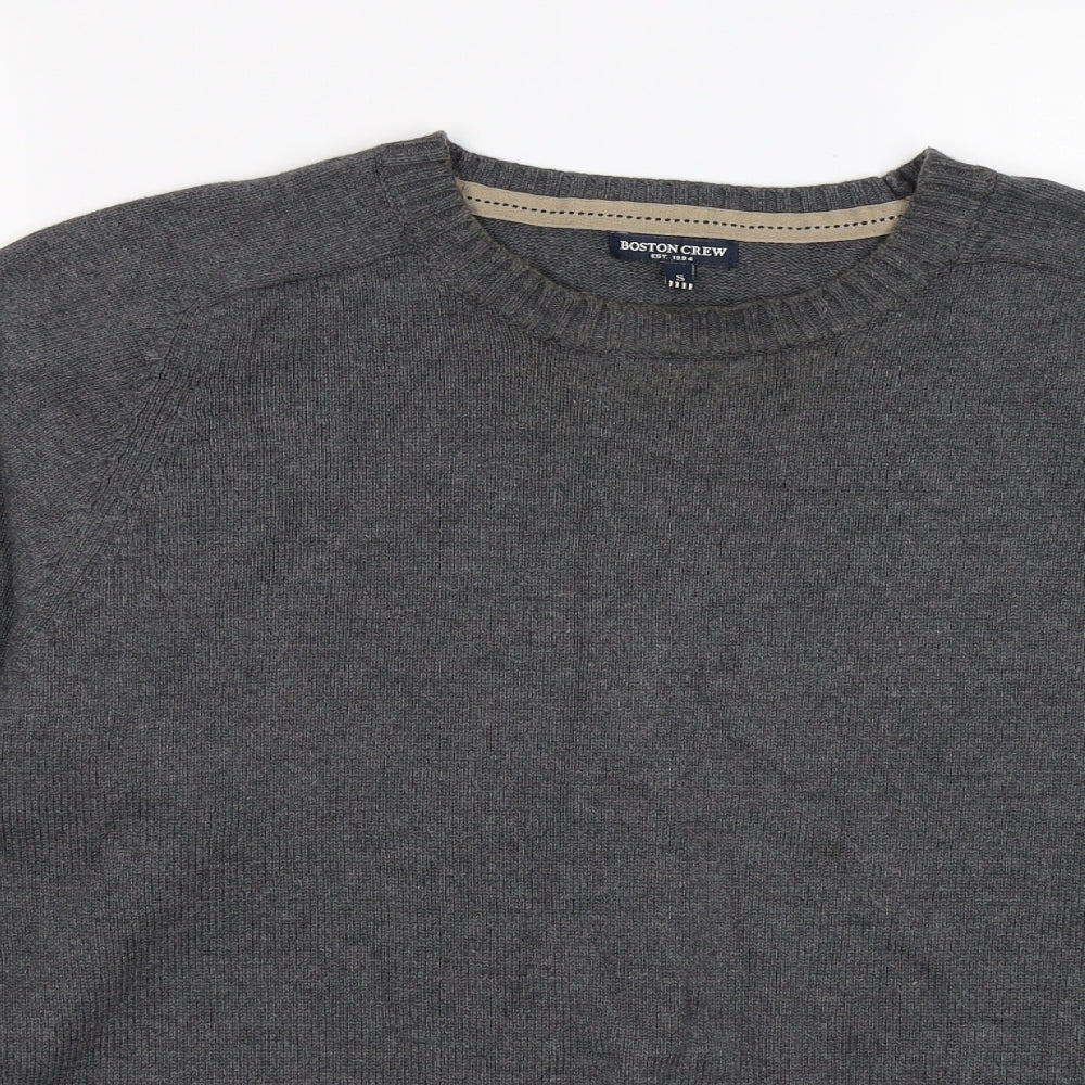 boston crew Mens Grey  Knit Pullover Jumper Size S