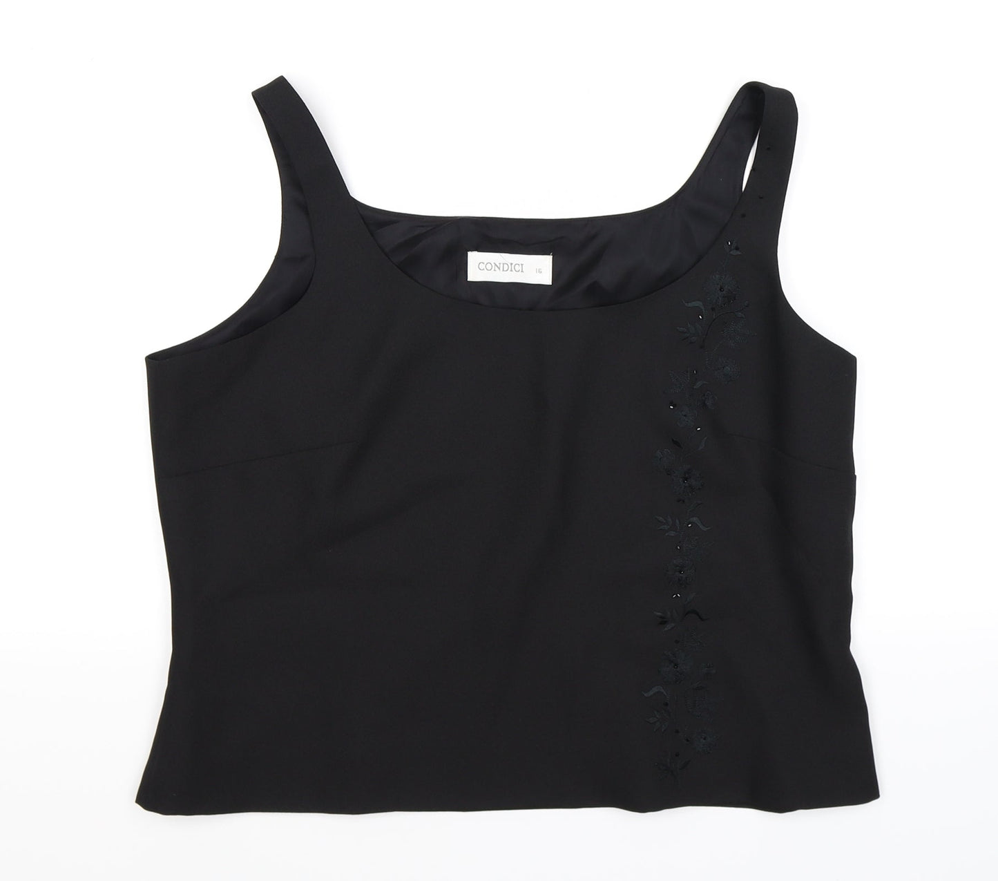 Condici Womens Black Floral  Cropped Tank Size 16