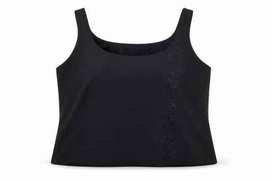 Condici Womens Black Floral  Cropped Tank Size 16