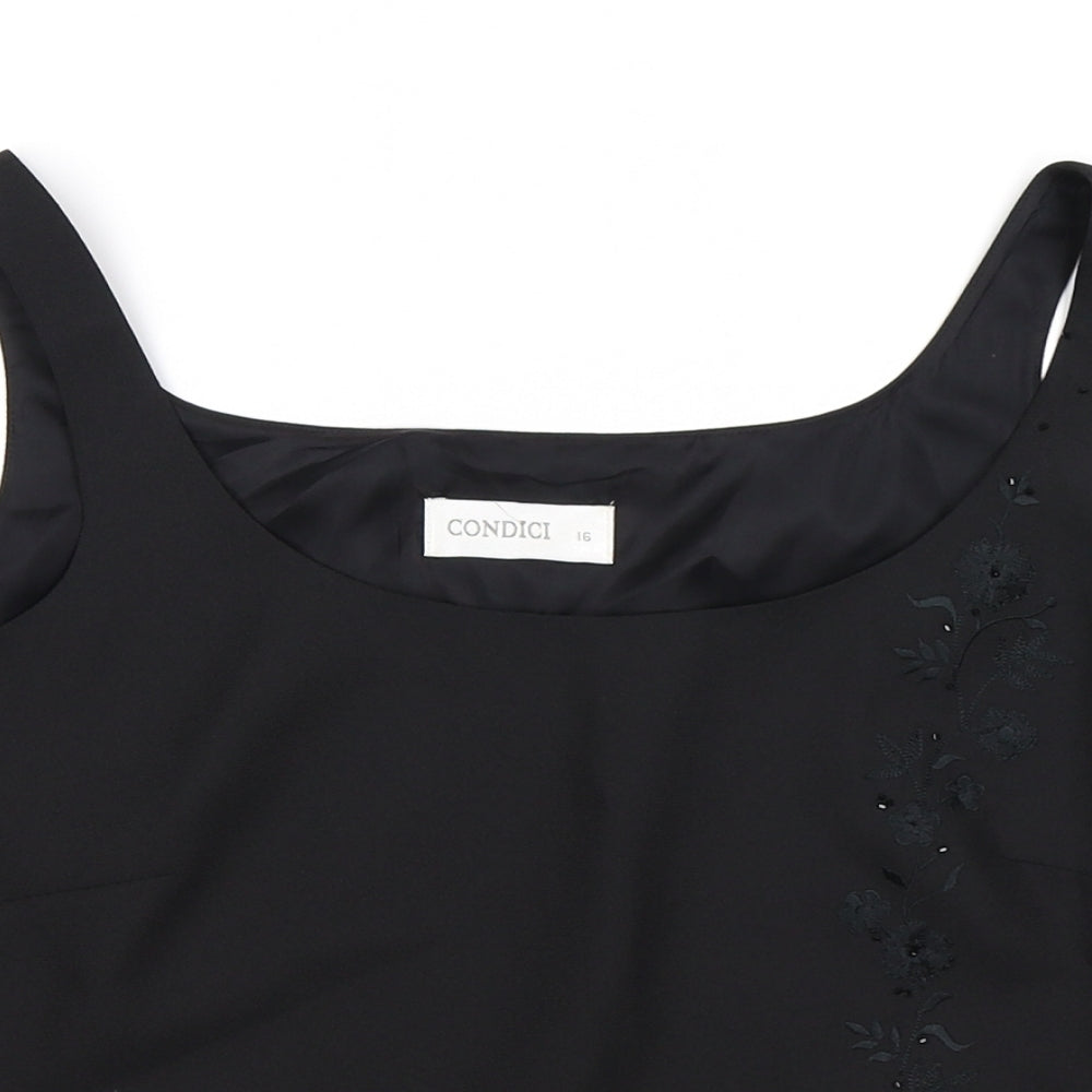 Condici Womens Black Floral  Cropped Tank Size 16