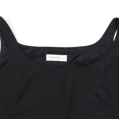 Condici Womens Black Floral  Cropped Tank Size 16