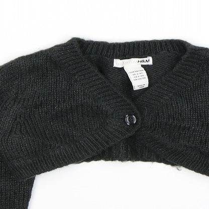 H&M Girls Green  Knit Shrug Jumper Size 2-3 Years  - with glitter
