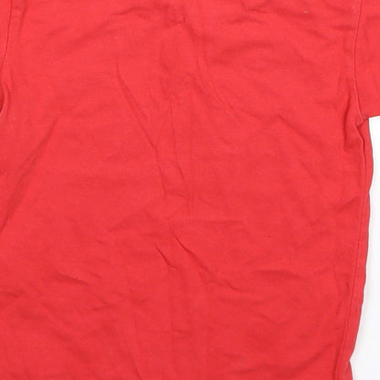 Brand and care label for Hhead Jns boys’ red basic t-shirt, size 3-4, years - weekend popcorn
