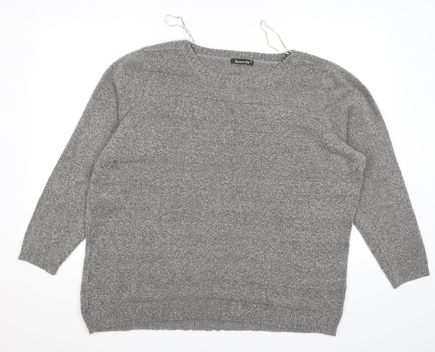 Bonmarché Womens Grey Striped Knit Pullover Jumper Size XL