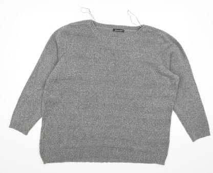 Bonmarché Womens Grey Striped Knit Pullover Jumper Size XL