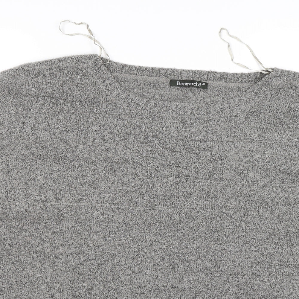 Bonmarché Womens Grey Striped Knit Pullover Jumper Size XL