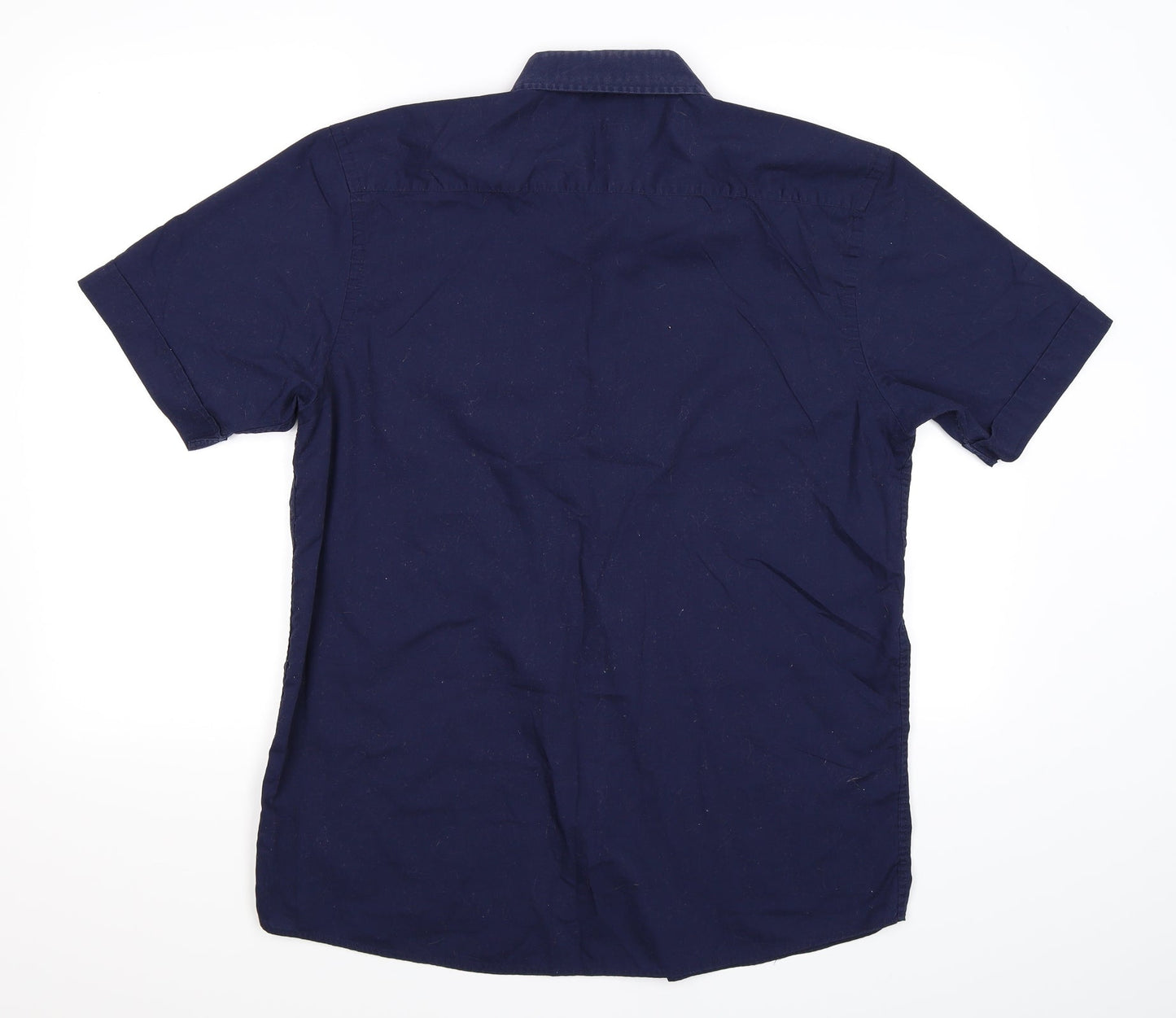 Mens UK Size L gero Blue  Button-Up Short Sleeve Casual Shirt