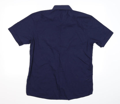 Mens UK Size L gero Blue  Button-Up Short Sleeve Casual Shirt