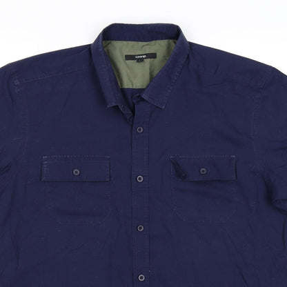 Mens UK Size L gero Blue  Button-Up Short Sleeve Casual Shirt