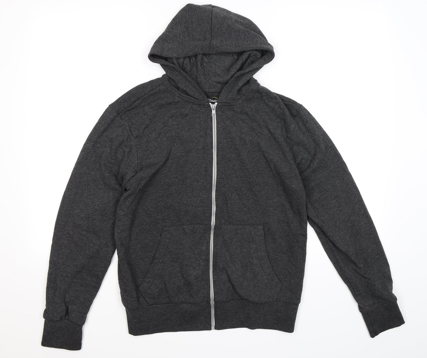 all basics Mens Grey  Jersey Full Zip Hoodie Size S