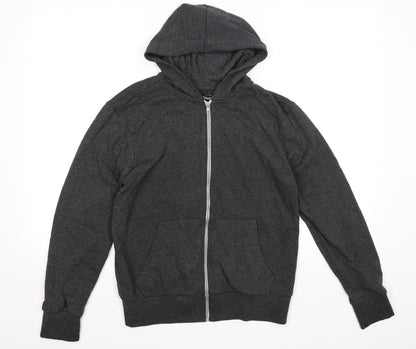 all basics Mens Grey  Jersey Full Zip Hoodie Size S