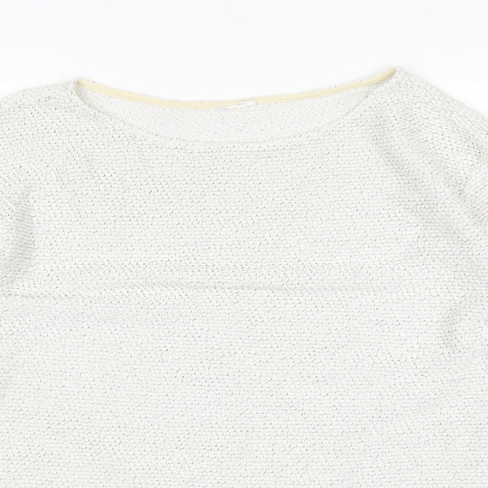 Close-up detail of Preworn women’s white jumper, size M
