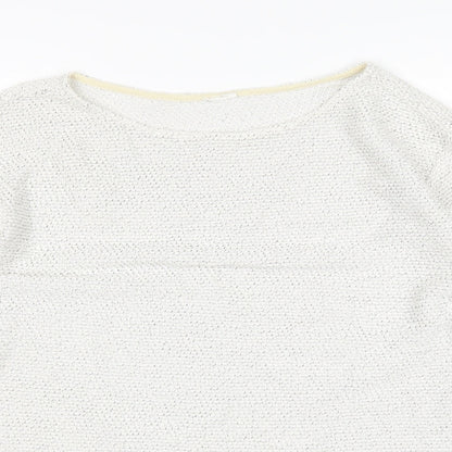 Close-up detail of Preworn women’s white jumper, size M