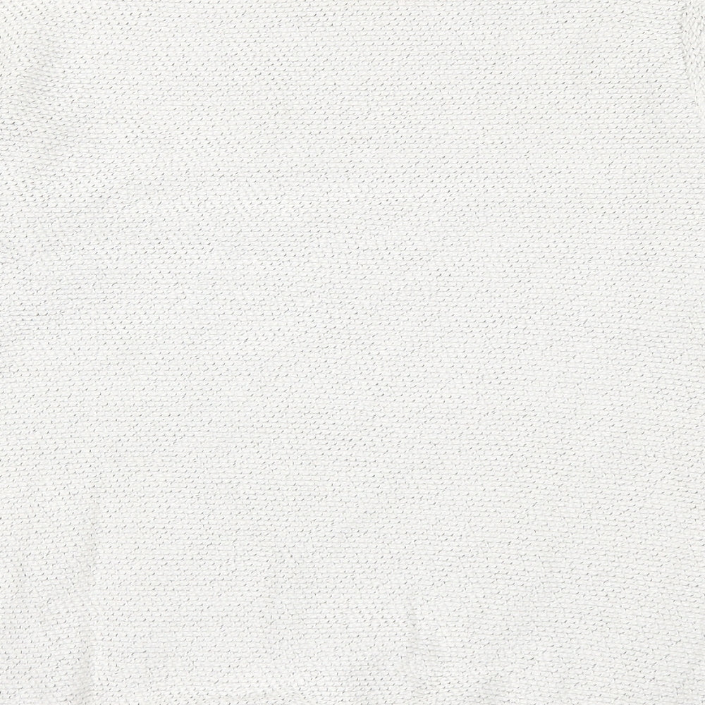 Brand and care label for Preworn women’s white jumper, size M
