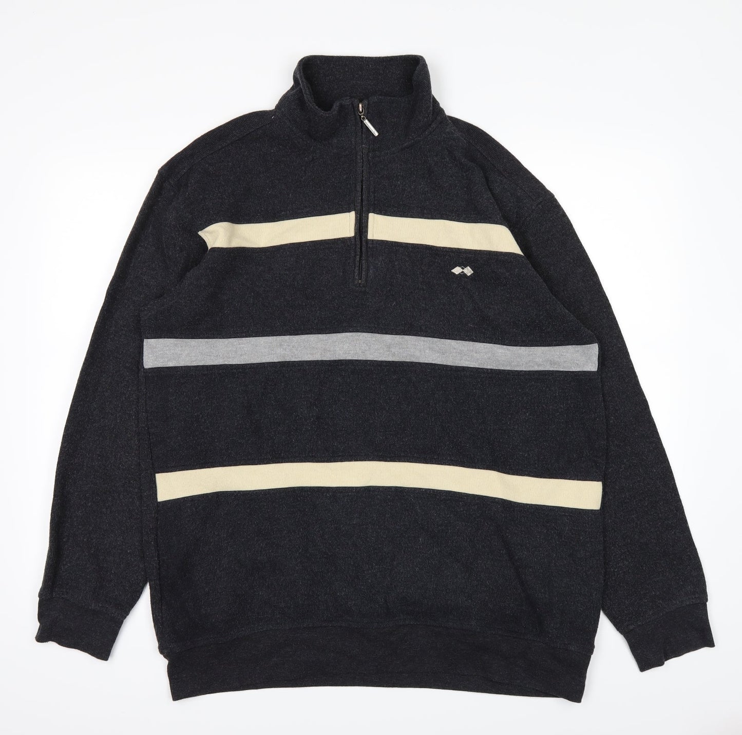 BHS Mens Black Striped  Pullover Jumper Size L