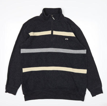 BHS Mens Black Striped  Pullover Jumper Size L