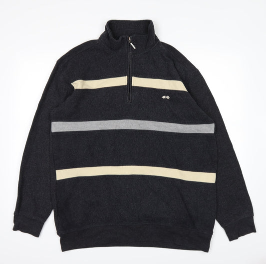 BHS Mens Black Striped  Pullover Jumper Size L