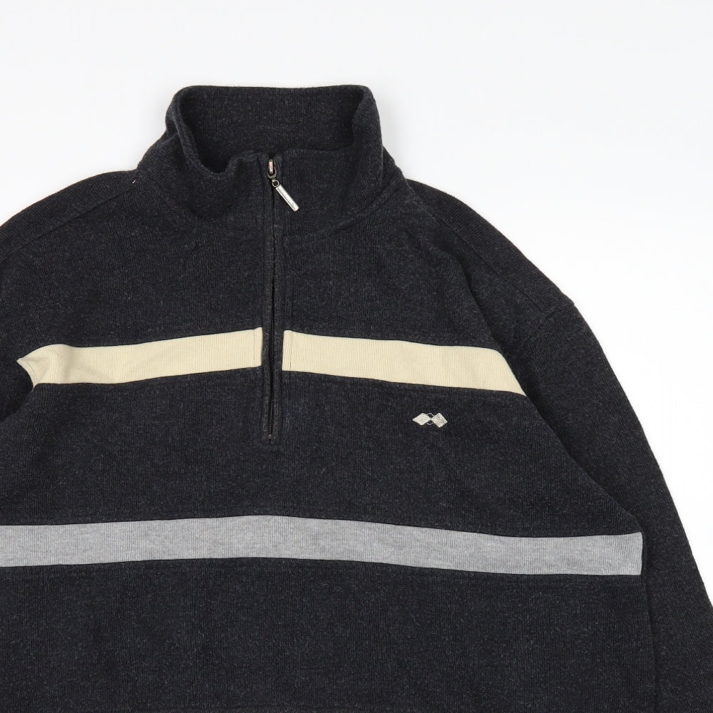 BHS Mens Black Striped  Pullover Jumper Size L