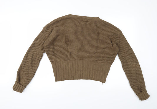 PRETTYLITTLETHING Womens Brown   Pullover Jumper Size M