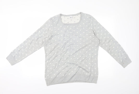 Preworn Womens Grey Polka Dot  Pullover Jumper Size 16