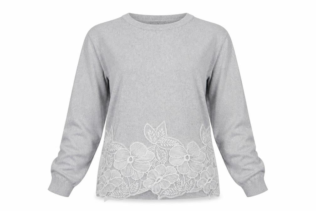 Front view of Tu women’s grey jumper, size UK 10