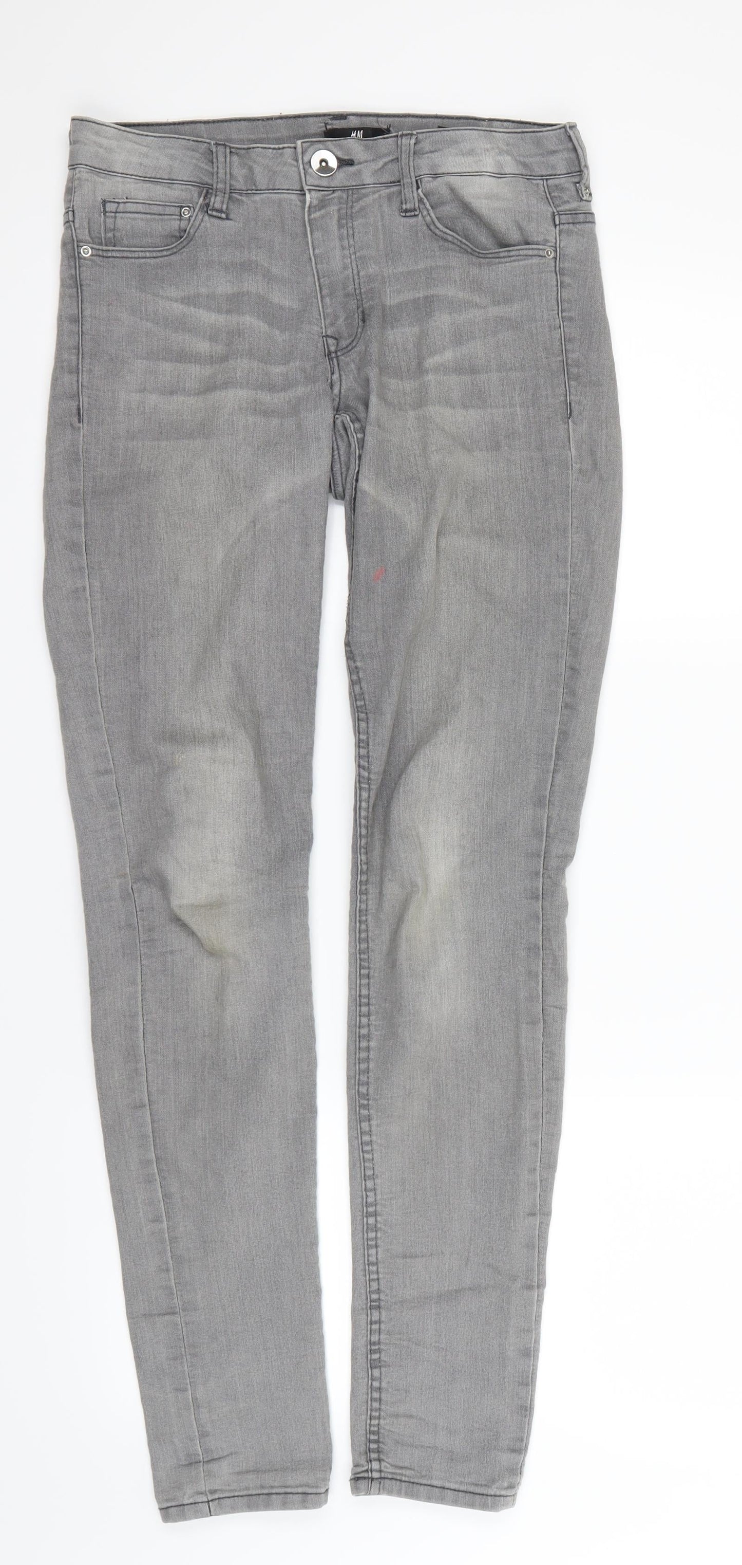 Womens UK Size 6 H&M Extra-Slim Fit Mom Grey Jeans