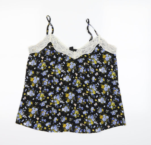 FOREVER 21 Womens Black Floral  Camisole Tank Size M