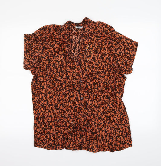 Evie Womens Black Polka Dot  Basic Button-Up Size 14