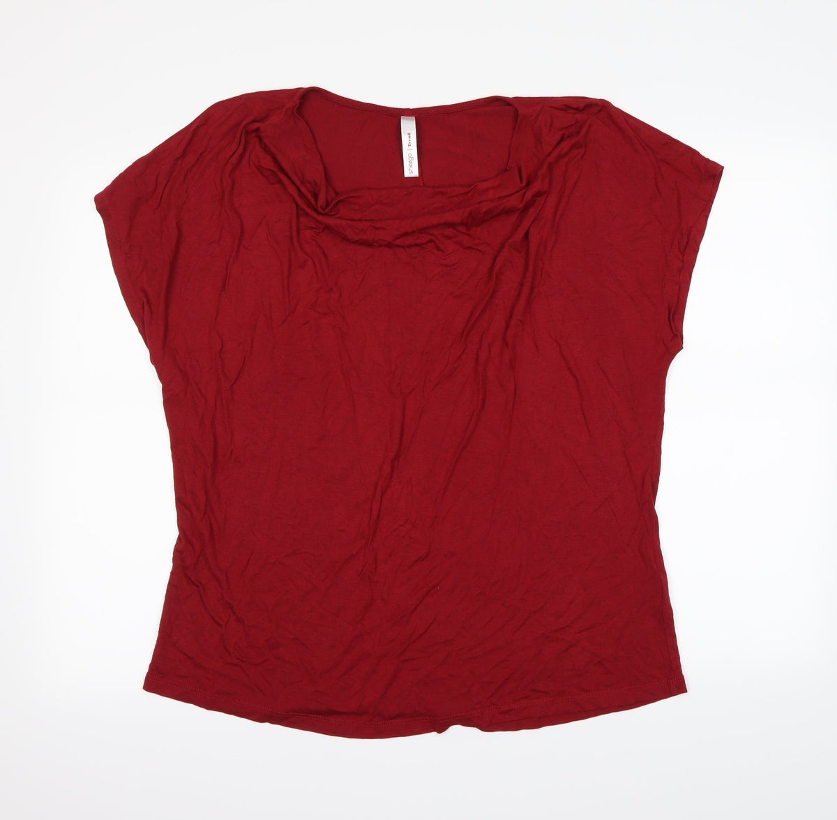 Additional front view of Sheego women’s red basic t-shirt, size UK 18