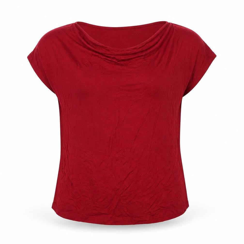 Front view of Sheego women’s red basic t-shirt, size UK 18