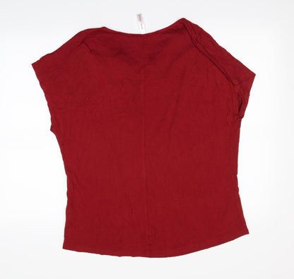 Back view of Sheego women’s red basic t-shirt, size UK 18