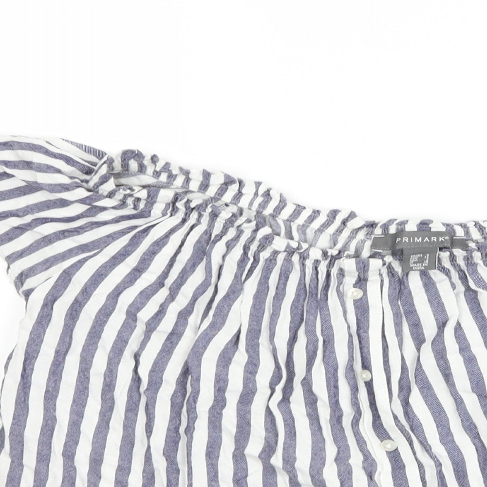 Primark Womens Blue Striped  Basic T-Shirt Size 6