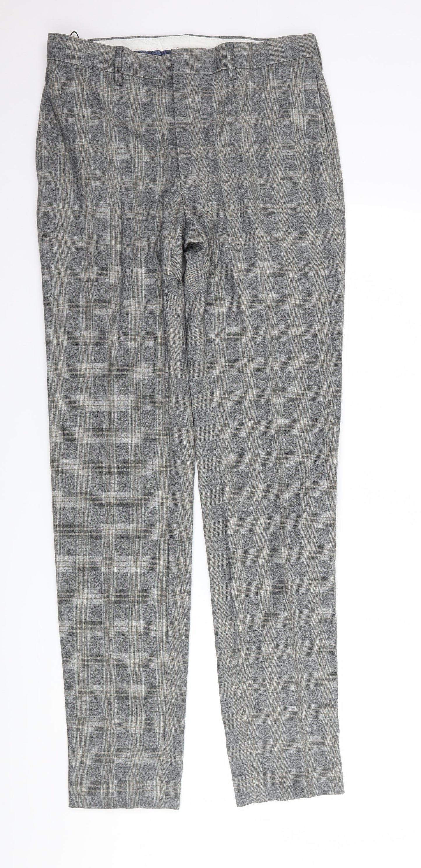 Marks and Spencer Mens Grey Check  Trousers  Size 30 L33 in