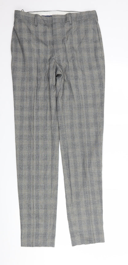 Marks and Spencer Mens Grey Check  Trousers  Size 30 L33 in