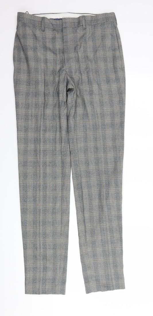 Marks and Spencer Mens Grey Check  Trousers  Size 30 L33 in