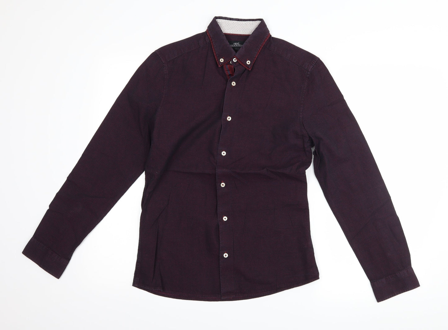 Mens UK Size S NEXT Purple  Button-Up Long Sleeve Casual Shirt