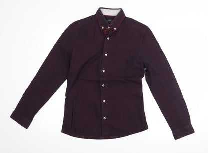 Mens UK Size S NEXT Purple  Button-Up Long Sleeve Casual Shirt