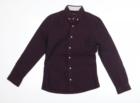 Mens UK Size S NEXT Purple  Button-Up Long Sleeve Casual Shirt
