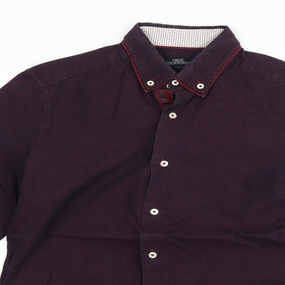 Mens UK Size S NEXT Purple  Button-Up Long Sleeve Casual Shirt